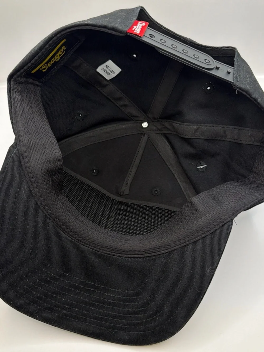Seager NWT Black Snapback Hat with Red & White Patch Logo